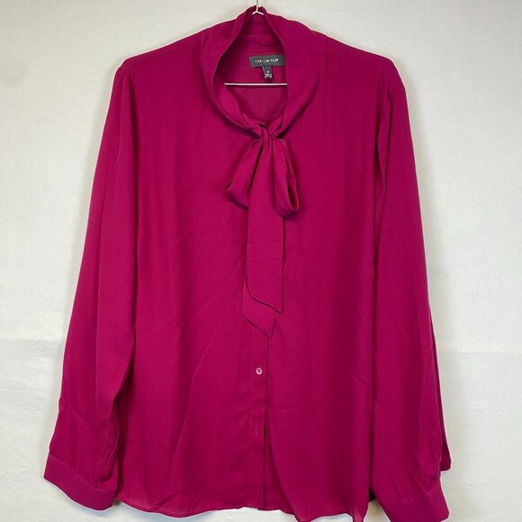 The Limited Womens blouse Size 2X bow dark pink long sleeve office to evening - Picture 1 of 6